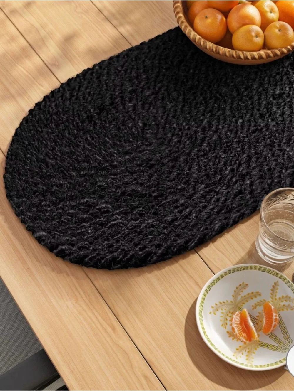 🌴Sleek Threshold Black Jute Braided Oval Table Runner | Oblong | Target